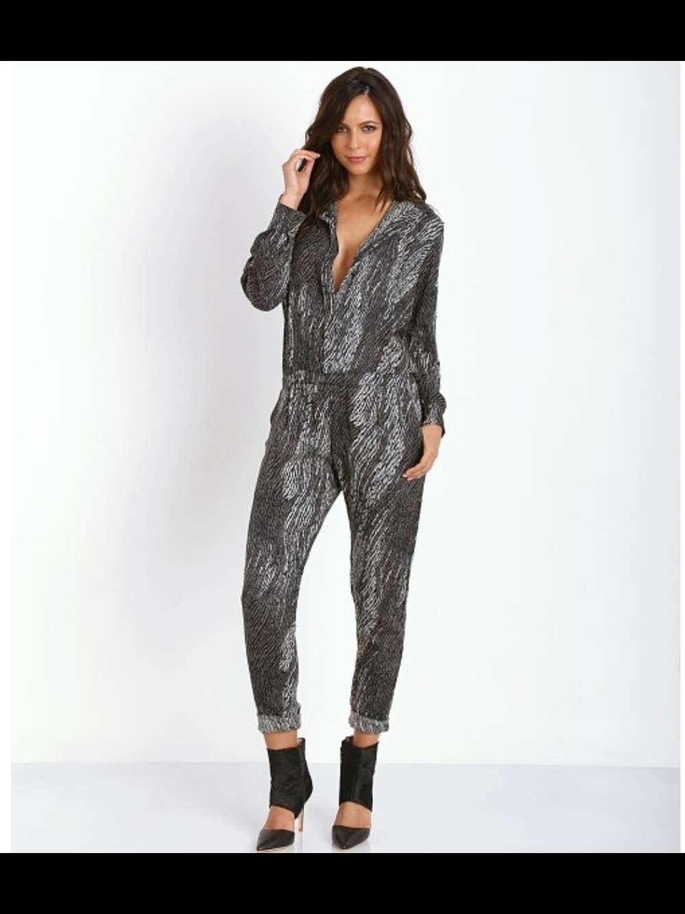 Cleobella Riley Jumpsuit Handmade in Bali Zebra Print XS